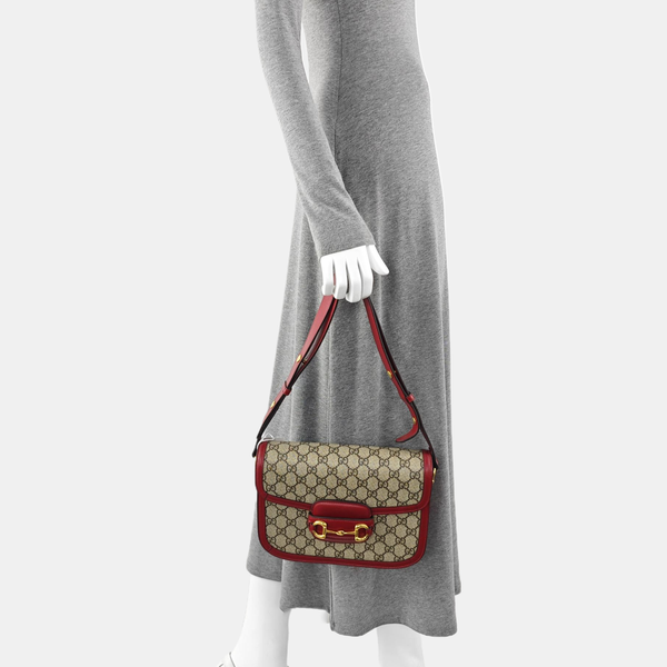 Horsebit 1955 Small Monogram Coated Canvas Beige