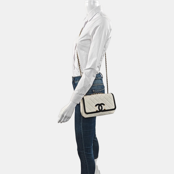 Authenticated pre-owned FILIGREE Quilted Grained Calfskin White - Crossbody Bag at Looply