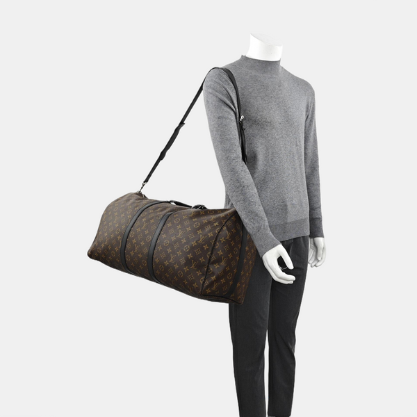 KEEPALL 55 Monogram Coated Canvas Brown