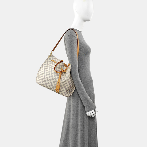 GIROLATA GM Damier Azur Coated Canvas White