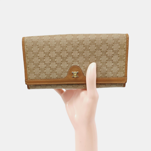 Coated Canvas Wallet Beige