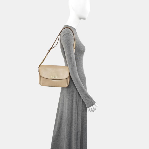Calfskin Shoulder Bag Beige