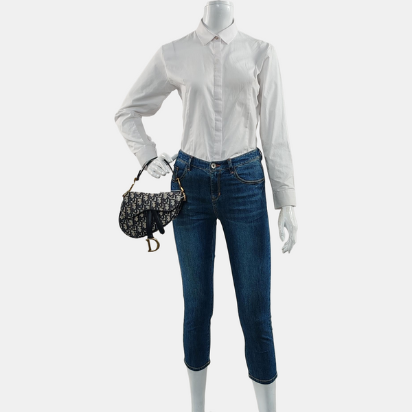 Saddle Mini Oblique Canvas Blue