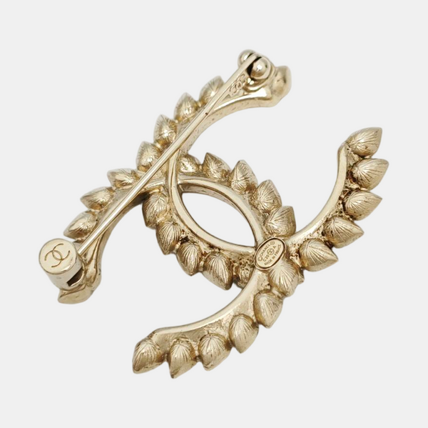 CC Logo Metal Gold Brooch