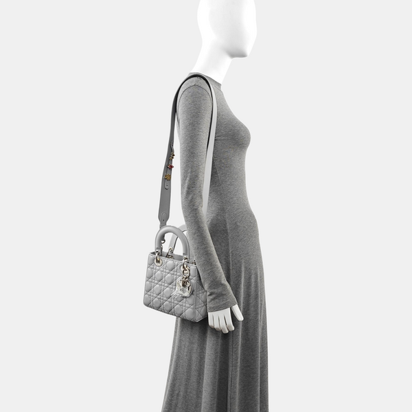 Lady Dior Small Cannage Lambskin Gray