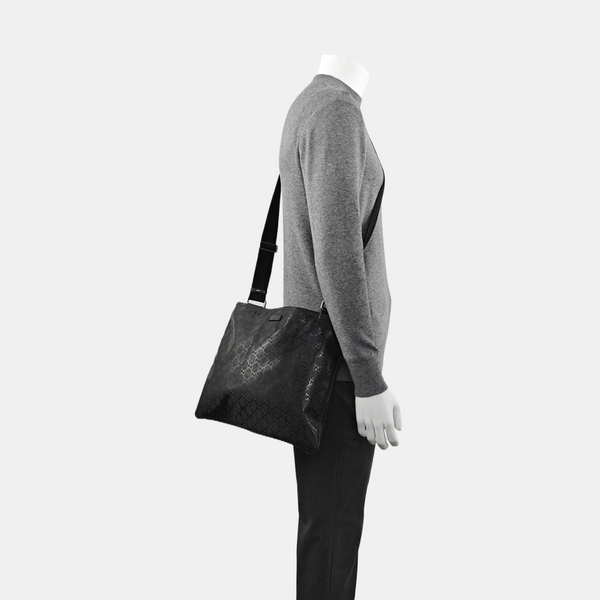 Monogram Coated Canvas Shoulder Bag Black