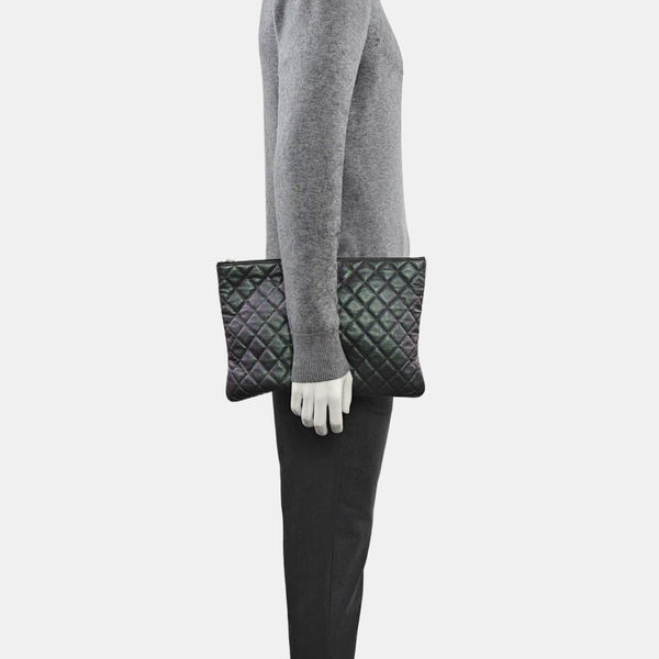 Quilted Patent Leather Tote Bag Green