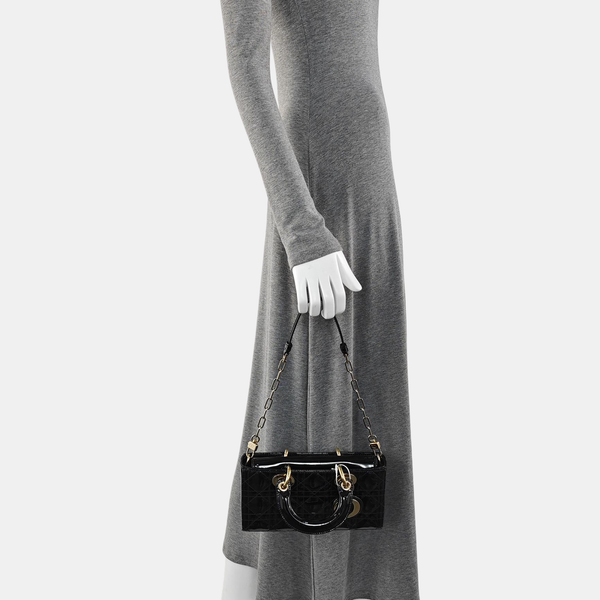 Lady Dior Small Cannage Patent Calfskin Black