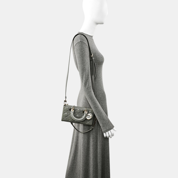 Lady D-Joy Cannage Patent Leather Gray
