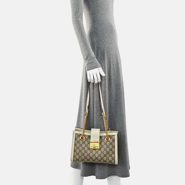 Padlock Small Monogram Coated Canvas Beige