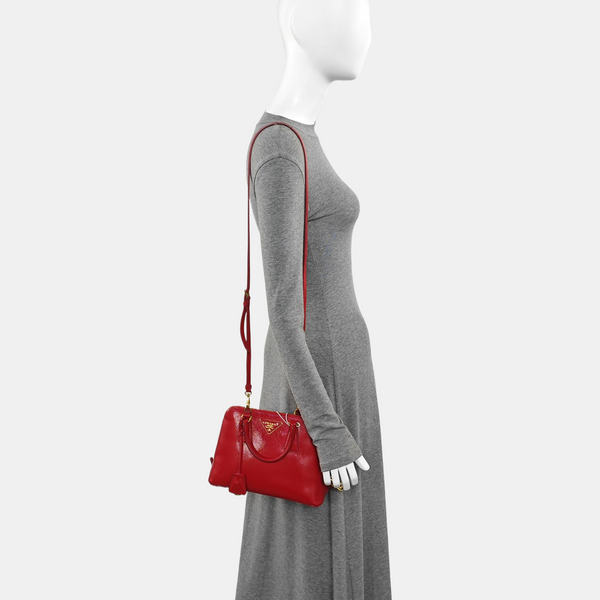 Promenade Small Saffiano Calfskin Red