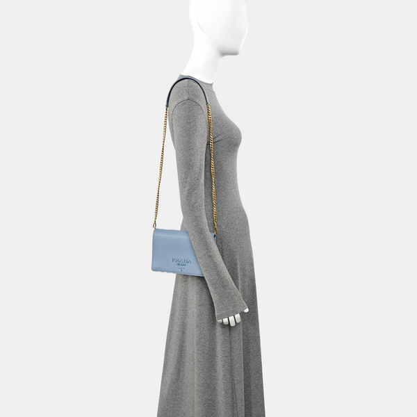 Calfskin Shoulder Bag Blue