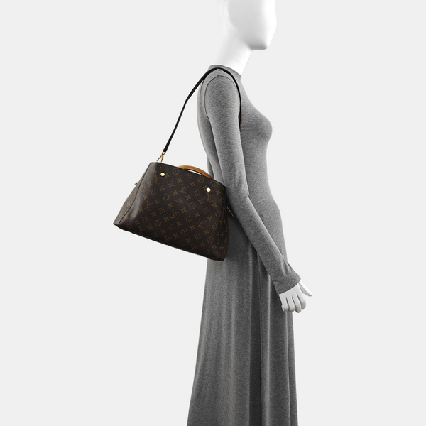 MONTAIGNE MM Monogram Coated Canvas Brown