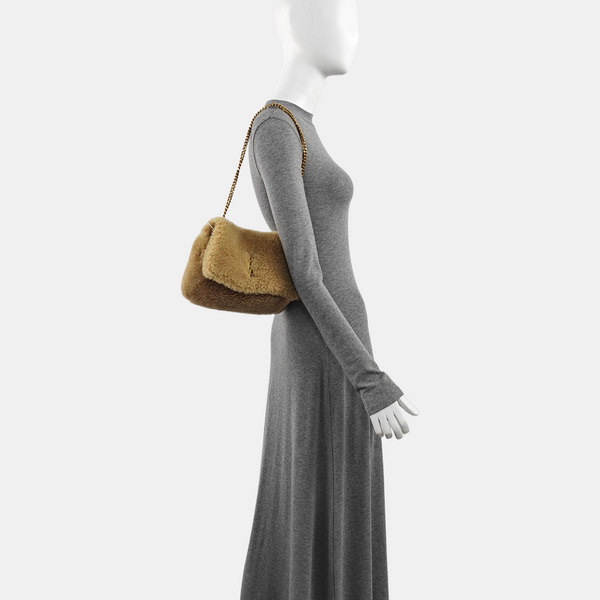 Sheepskin Top Handle Bag Brown
