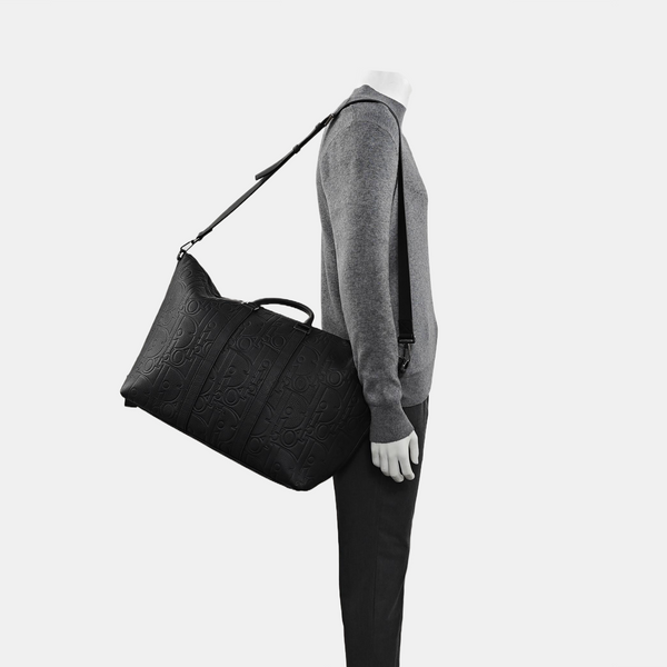 Oblique Calfskin Top Handle Bag Black