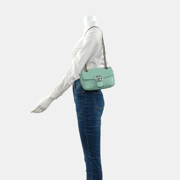 GG Marmont Small Quilted Calfskin Green