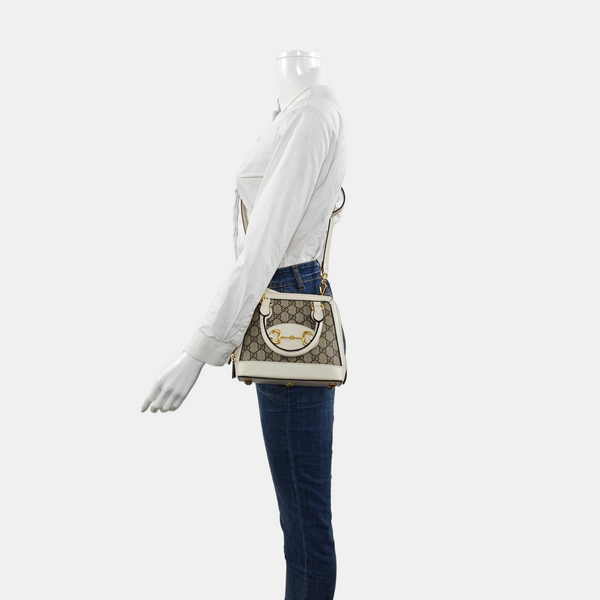 Authenticated pre-owned Horsebit 1955 Mini Coated Canvas Beige - Shoulder Bag at Looply