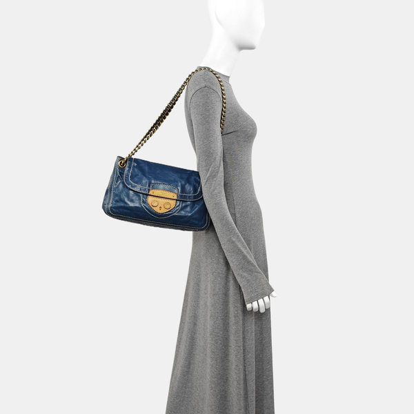 Calfskin Shoulder Bag Blue