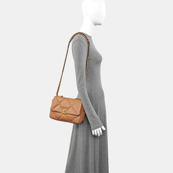 CHANEL 19 Small Quilted Lambskin Brown
