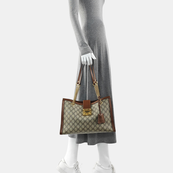 Padlock Medium Monogram Coated Canvas Beige