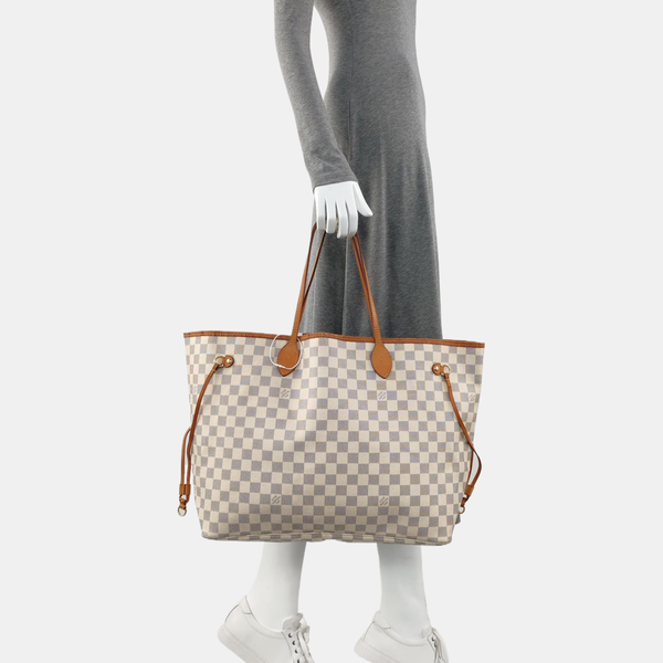 NEVERFULL GM Damier Azur Coated Canvas White