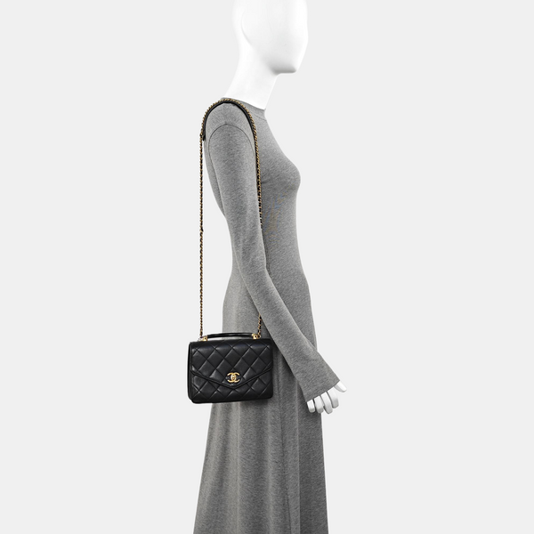 Quilted Calfskin Shoulder Bag Black