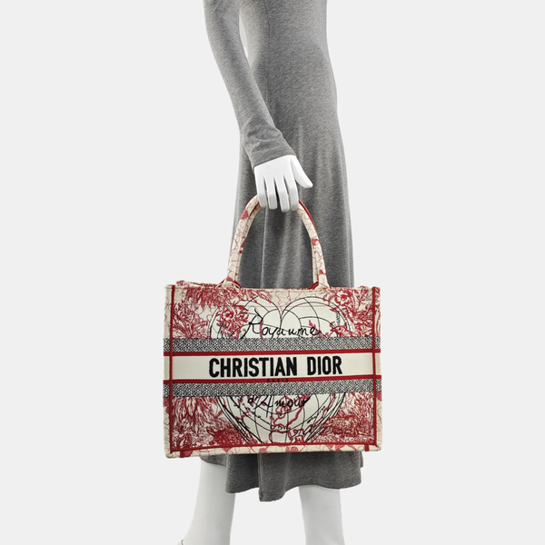 Authenticated pre-owned Book Tote Medium Fabric Red - Tote Bag at Looply