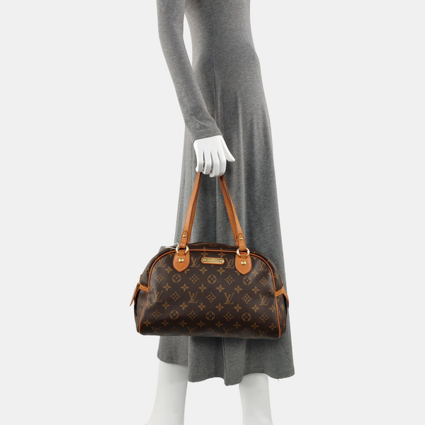 MONTORGUEI PM Monogram Coated Canvas Brown