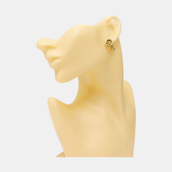 Dior Oblique Metal Gold Clip On Earrings