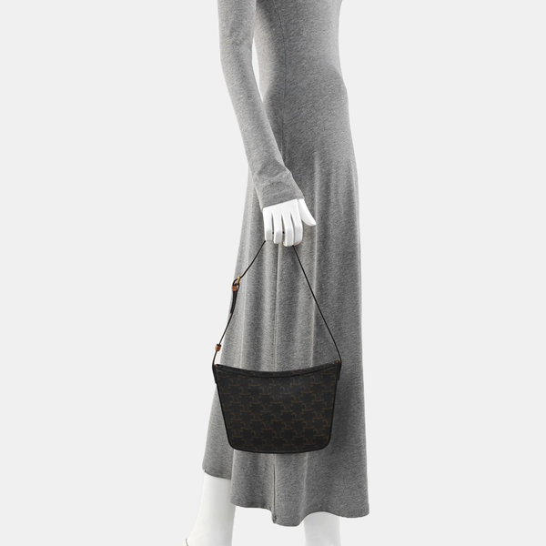 Coated Canvas Top Handle Bag Medium Brown