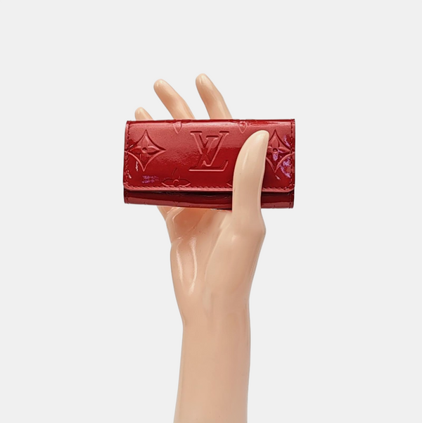 Monogram Patent Leather Key Pouch Red