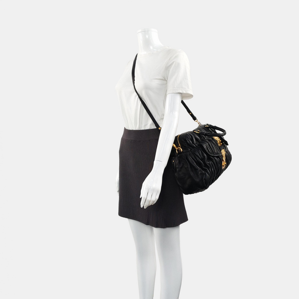 Quilted Lambskin Shoulder Bag Black