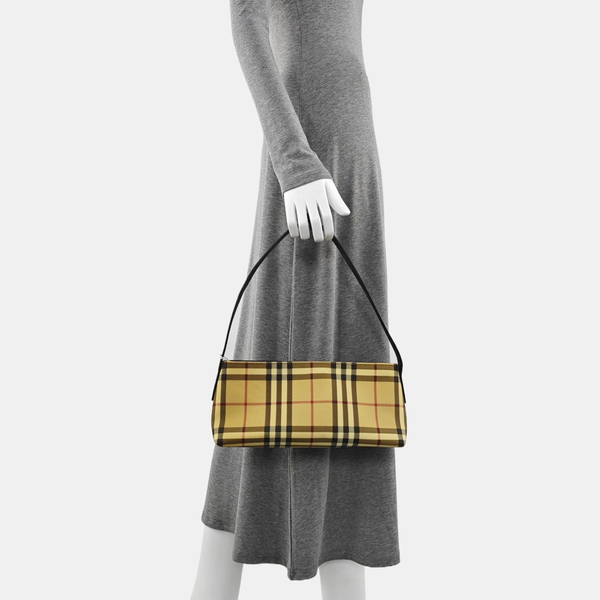 Coated Canvas Top Handle Bag Brown