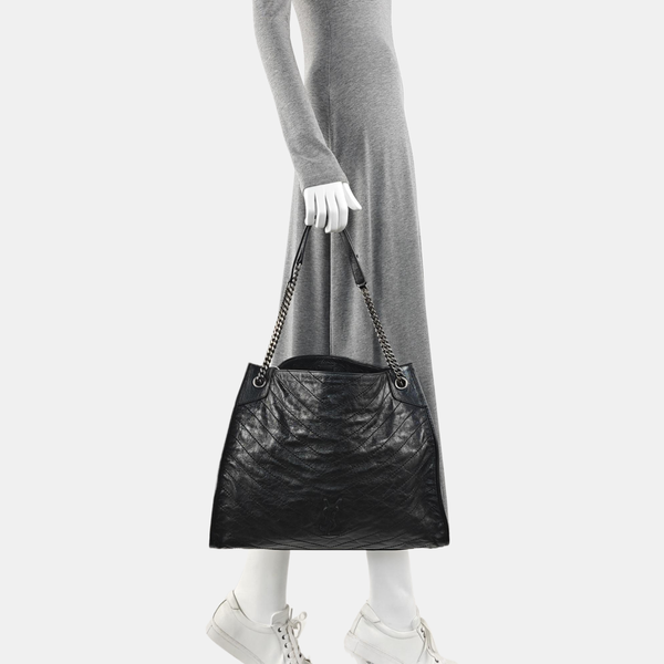 NIKI Chevron Calfskin Black