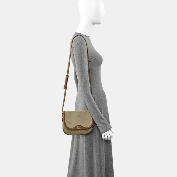 Coated Canvas Shoulder Bag Beige