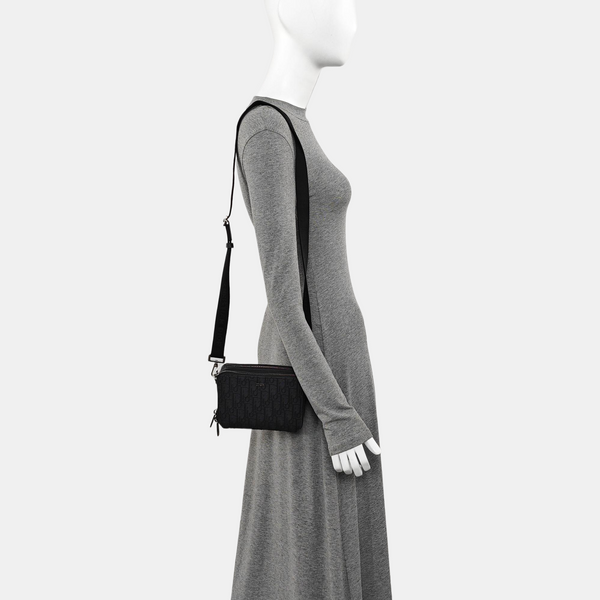 Oblique Canvas Crossbody Bag Black