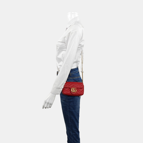 GG Marmont Mini Quilted Calfskin Red