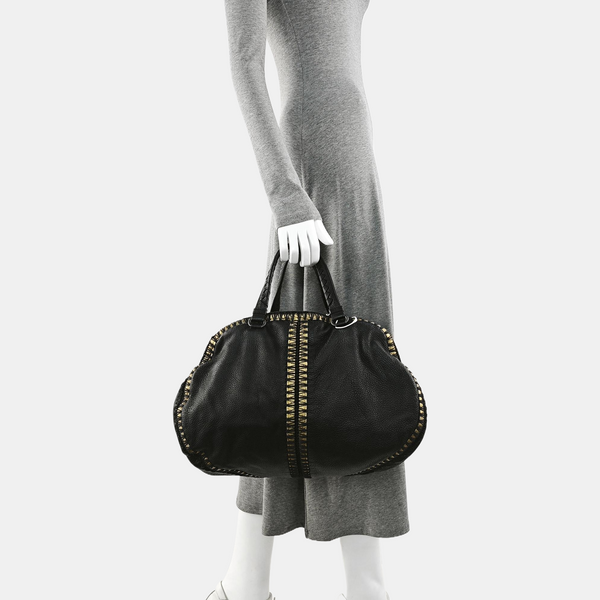 Calfskin Top Handle Bag Black