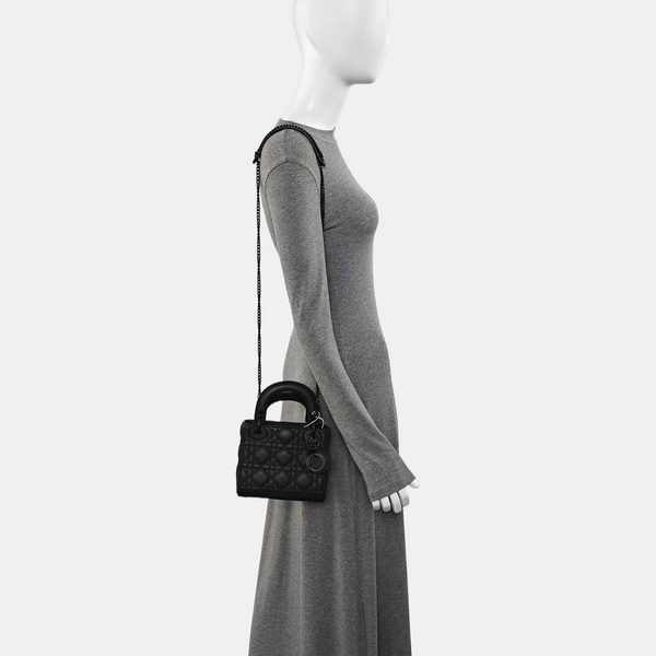 Lady Dior Mini Cannage Calfskin Black