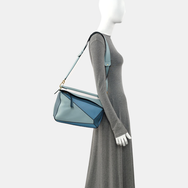 Authenticated pre-owned Puzzle Medium Calfskin Blue - Shoulder Bag at Looply