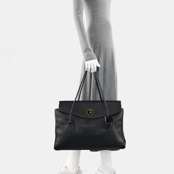 Calfskin Top Handle Bag Black