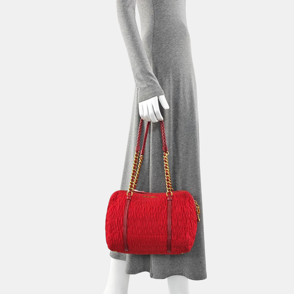 Quilted Canvas Tote Bag Red