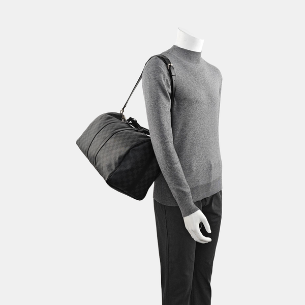 KEEPALL 45 Damier Graphite Coated Canvas Gray