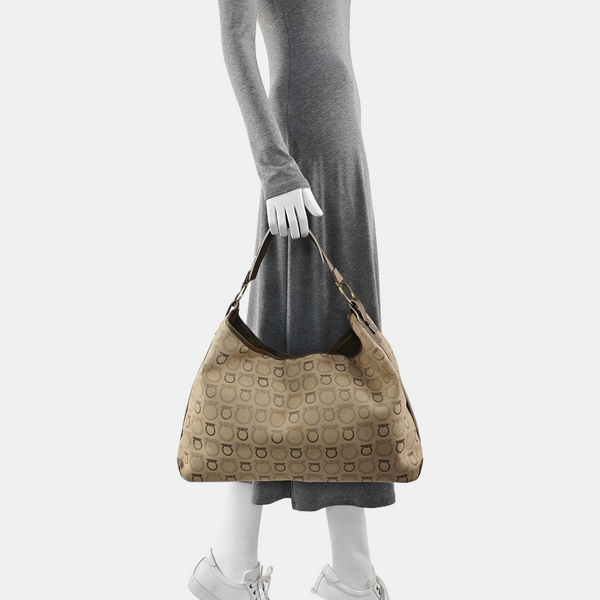 Fabric Top Handle Bag Beige