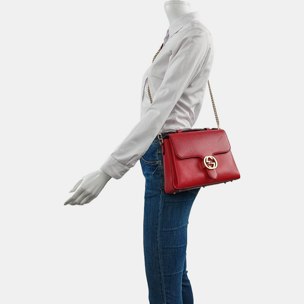 Interlocking G Large Calfskin Red