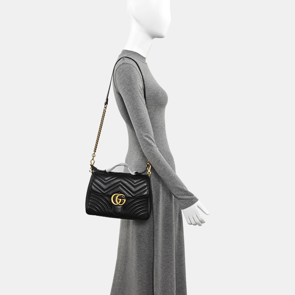 GG Marmont Medium Quilted Calfskin Black