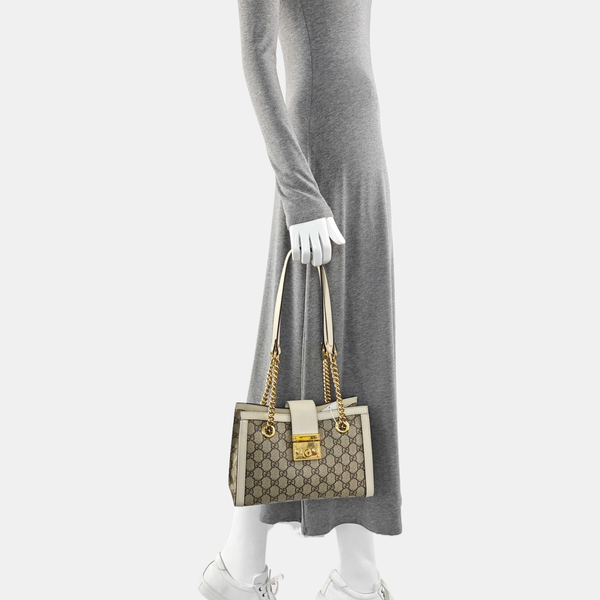 Padlock Small Monogram Coated Canvas Beige