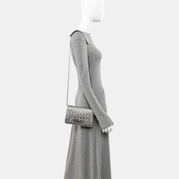 Quilted Lambskin Shoulder Bag Silver