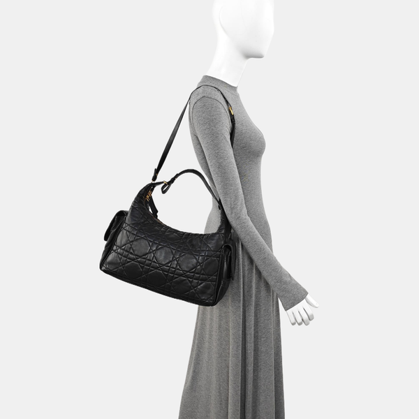 Cannage Lambskin Shoulder Bag Black