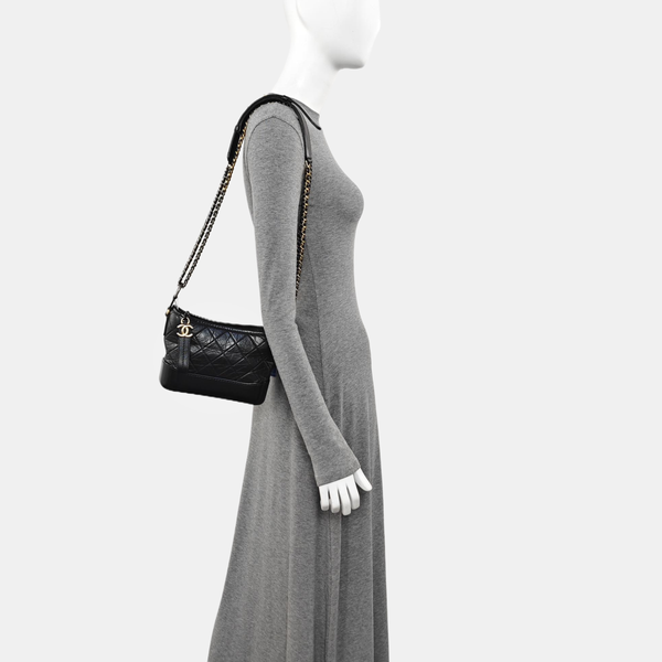 GABRIELLE Small Quilted Calfskin Black